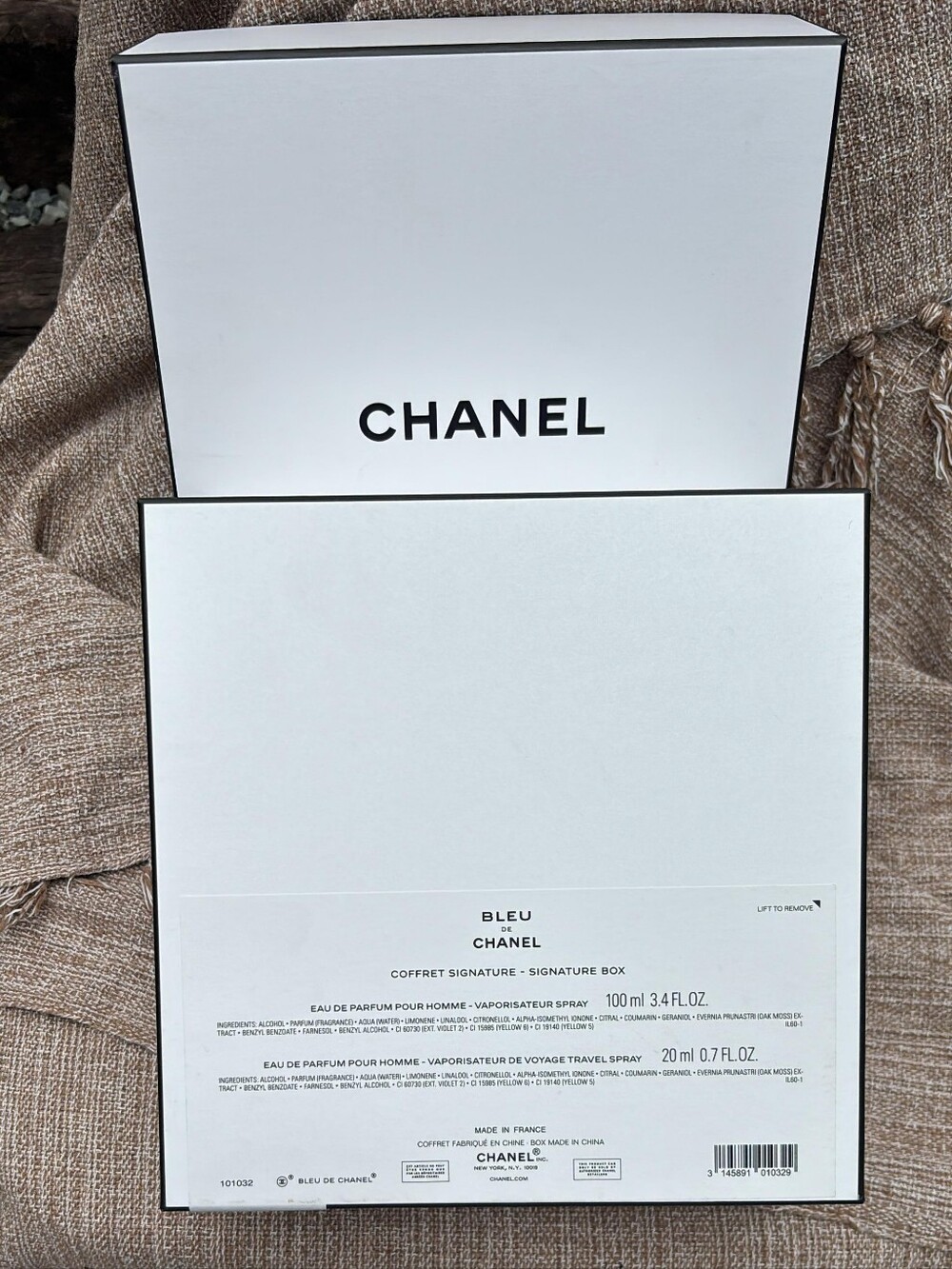 CHANEL White & Black Bleu de Chanel Signature Box